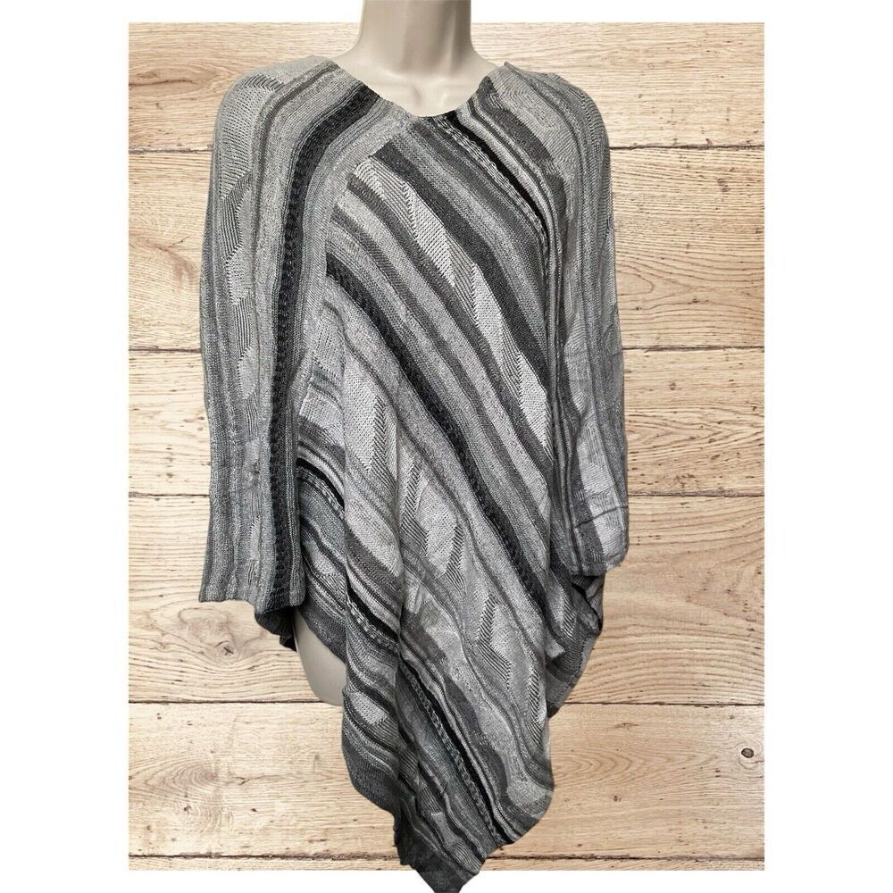 Ralph Lauren Knit Poncho‎ Womens Size Small Gray Lightweight Cotton Linen